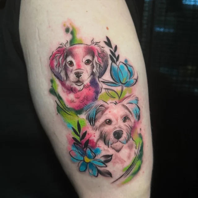 Adorable puppies from yesterday. This was the most fun tattoo to come back from Christmas break 🐕 thanks again Christine! - @kristylynnetattoos