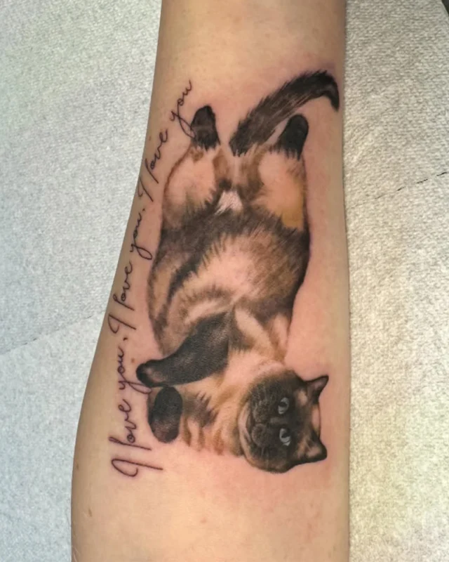 The cutest memorial for a beloved Siamese kitty 🥰 - @kristylynnetattoos